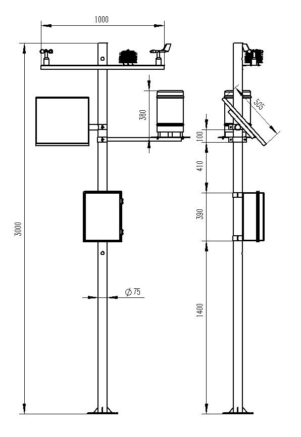 小型農(nóng)業(yè)氣象站產(chǎn)品尺寸圖