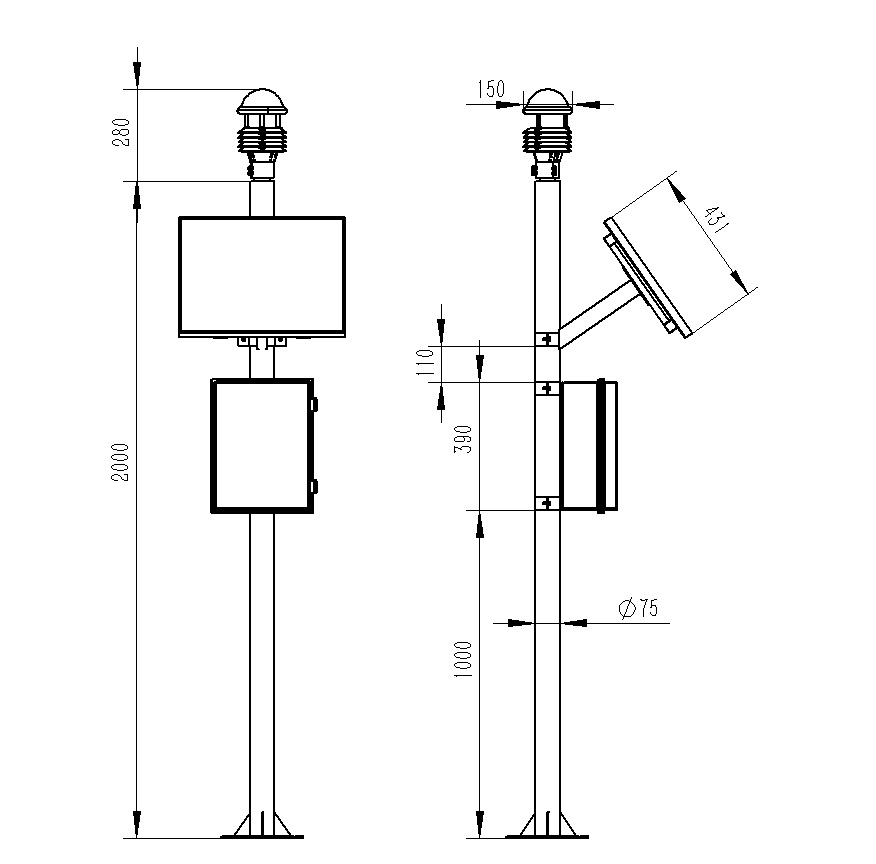 超聲波氣象監(jiān)測設(shè)備產(chǎn)品尺寸圖