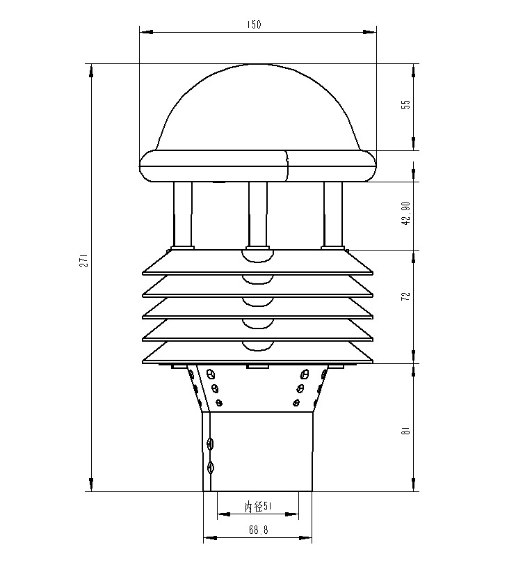 輸電線路環(huán)境監(jiān)測儀產品尺寸圖